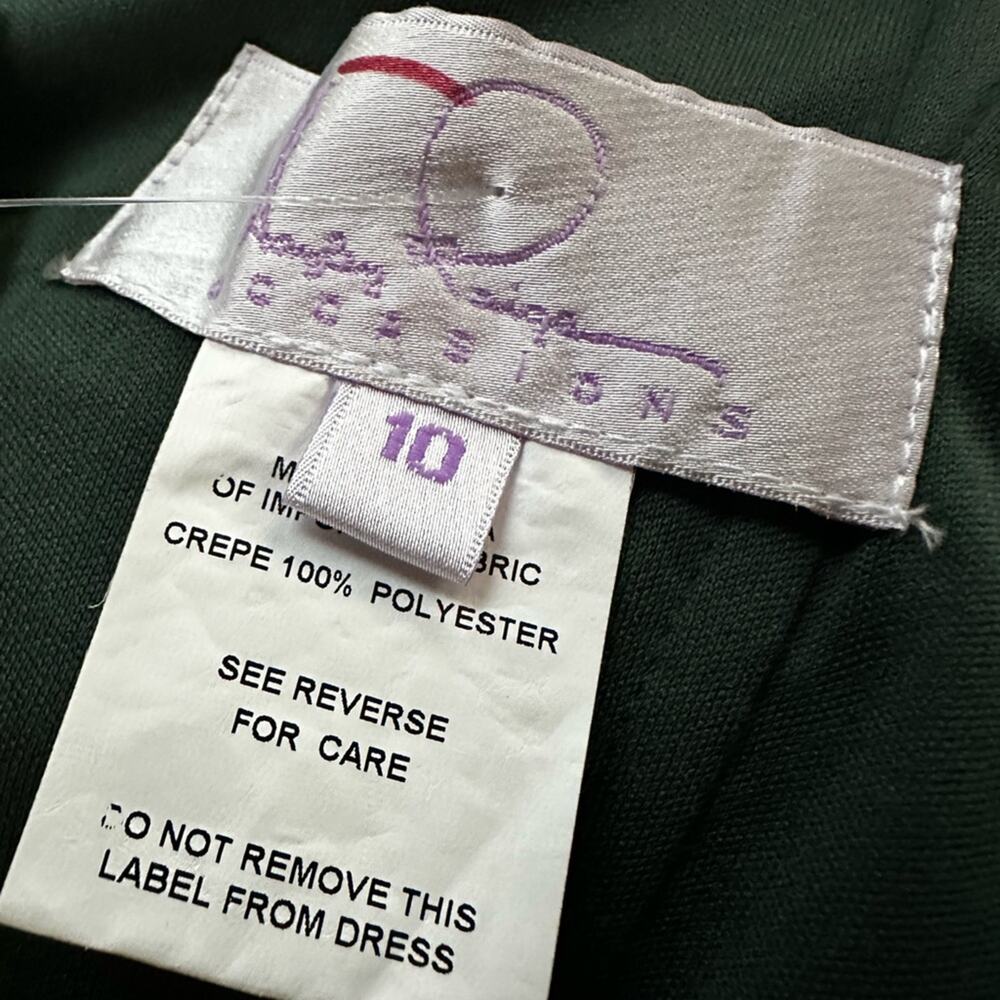 NEW Hayley Paige Formal Dress Crepe De Chine GREEN Wedding Evening Gala Prom - Picture 4 of 9